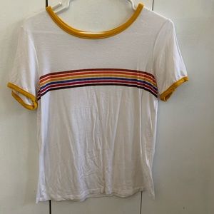 White rainbow striped tshirt